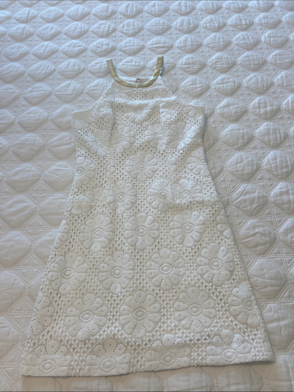Lilly Pulitzer White Floral Eyelet Halter Dress